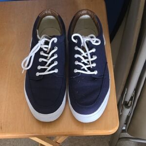 Blue and White Classic Low-Top Sneakers Somewhat Worn